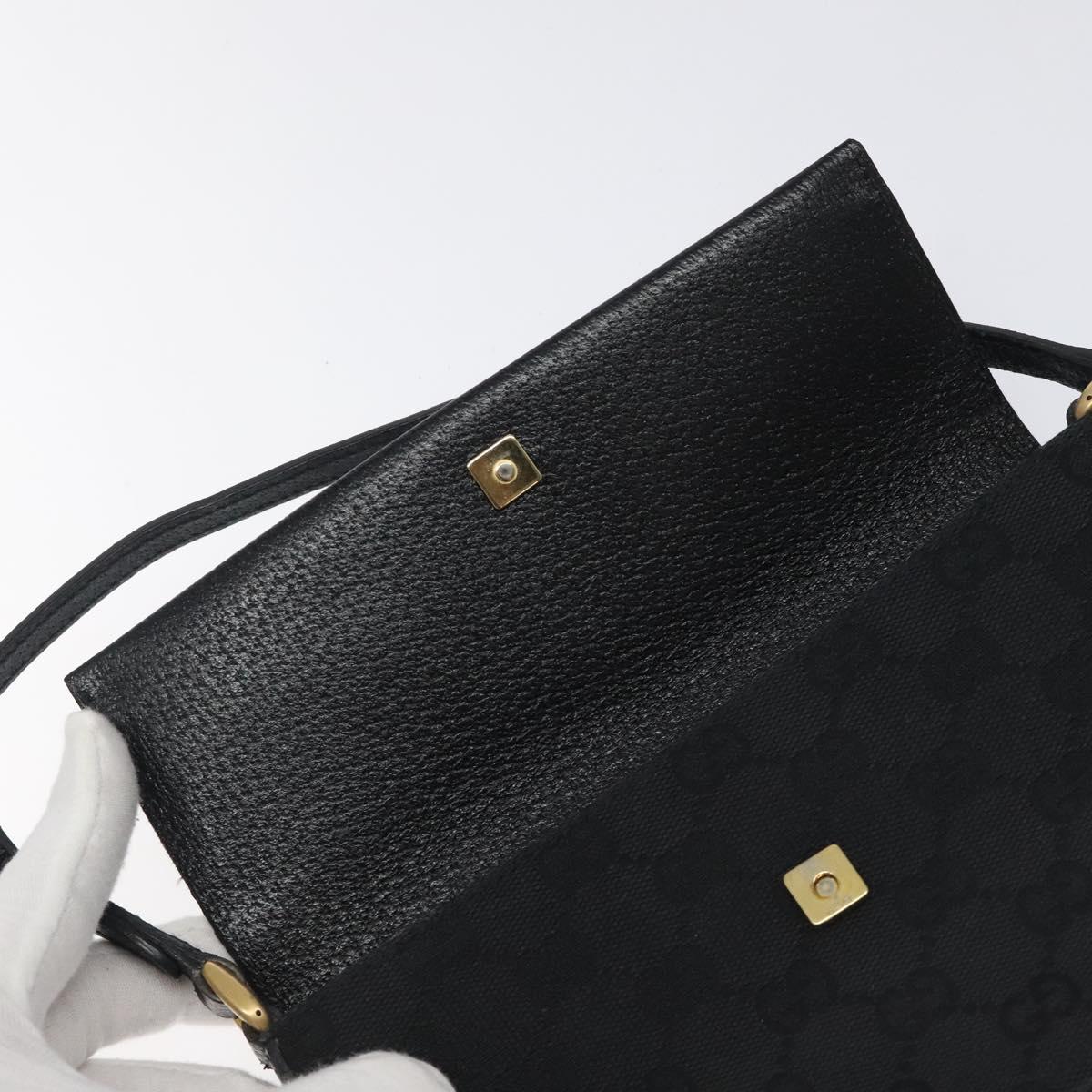 GUCCI GG Canvas Hand Bag Black Gold 121560 Auth sw391