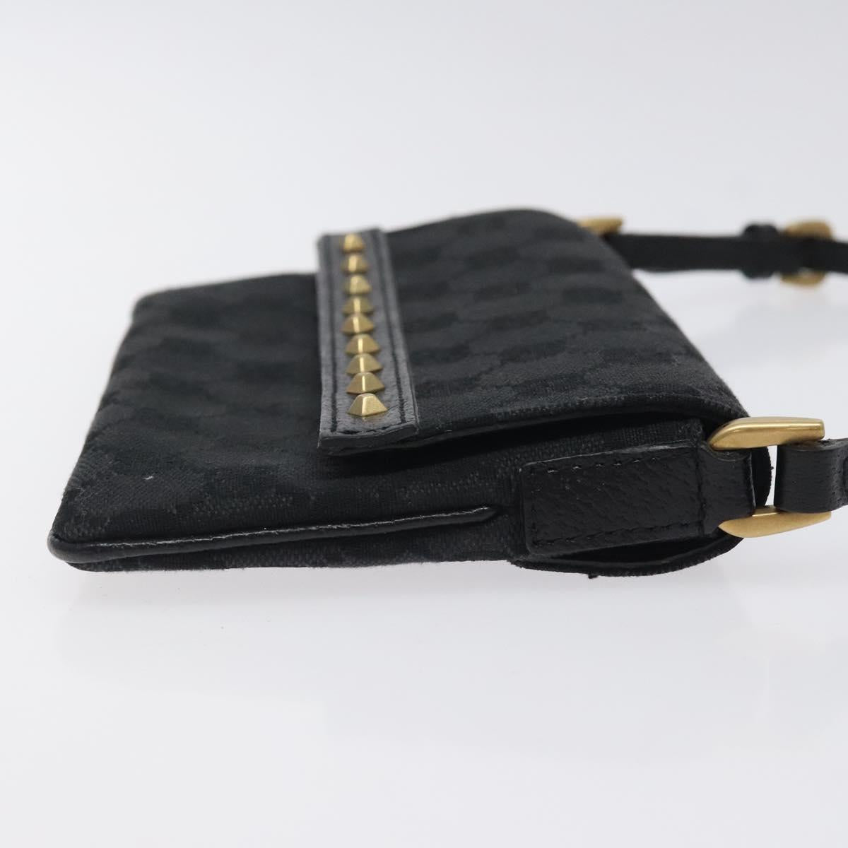 GUCCI GG Canvas Hand Bag Black Gold 121560 Auth sw391