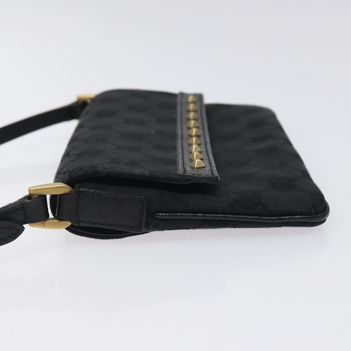 GUCCI GG Canvas Hand Bag Black Gold 121560 Auth sw391