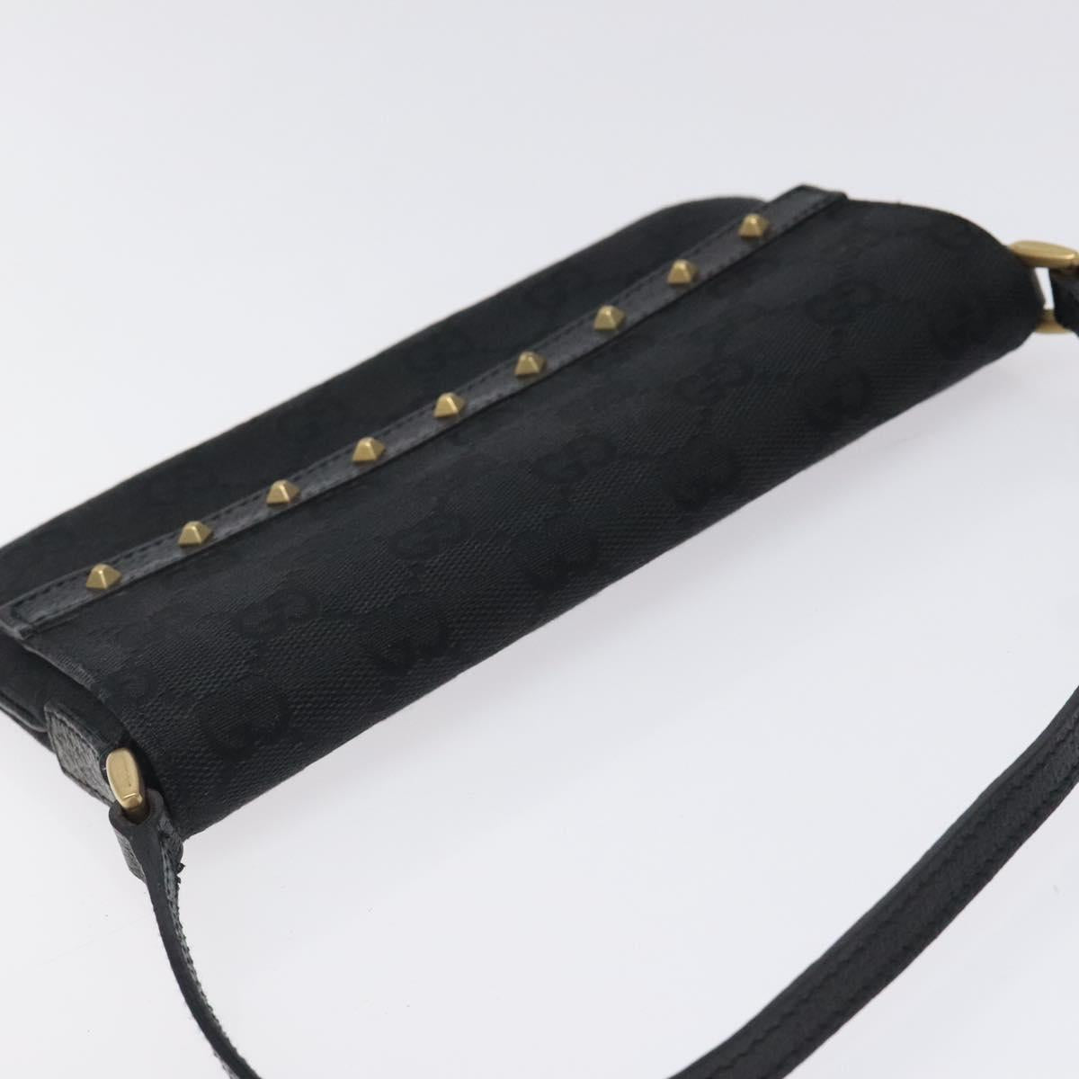 GUCCI GG Canvas Hand Bag Black Gold 121560 Auth sw391