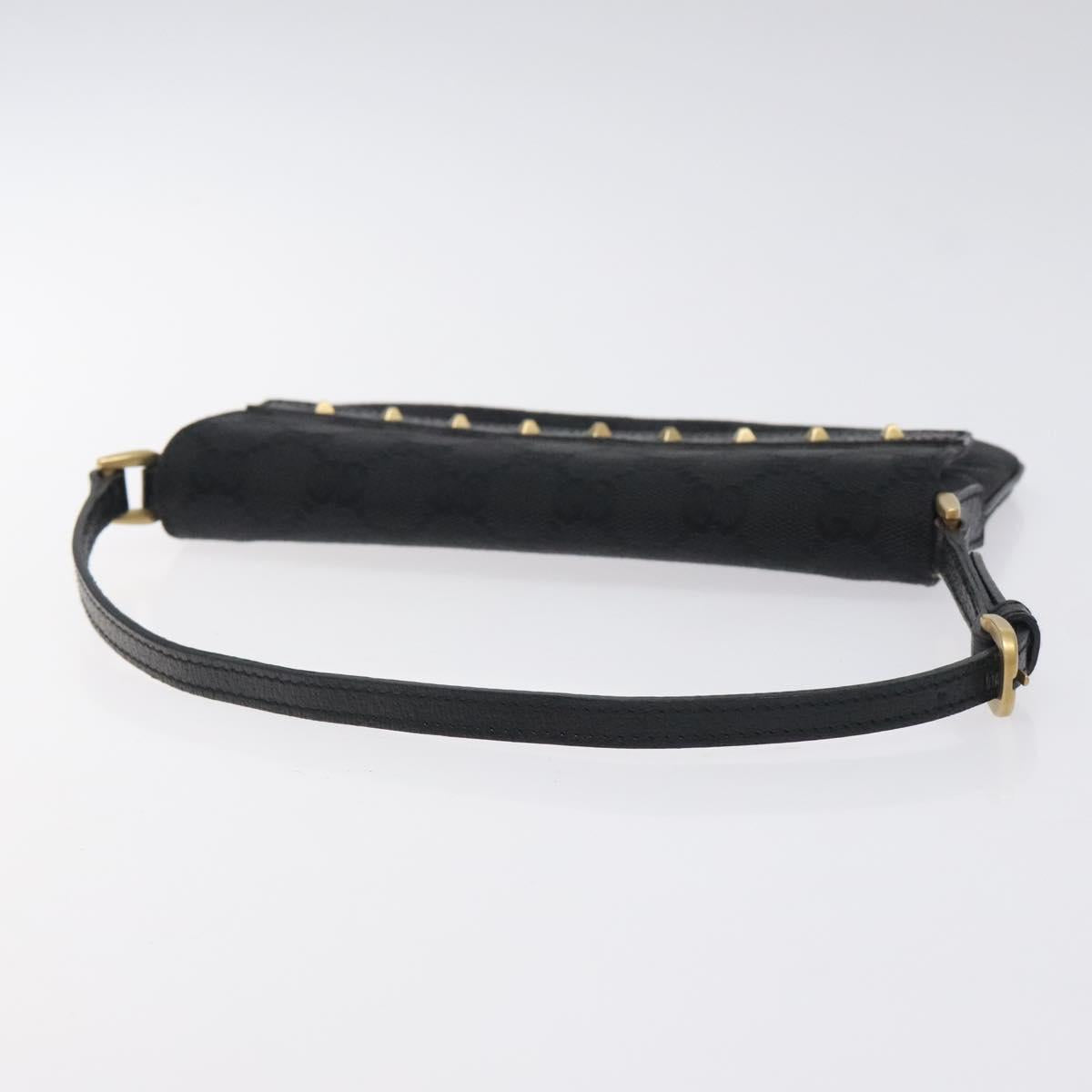 GUCCI GG Canvas Hand Bag Black Gold 121560 Auth sw391