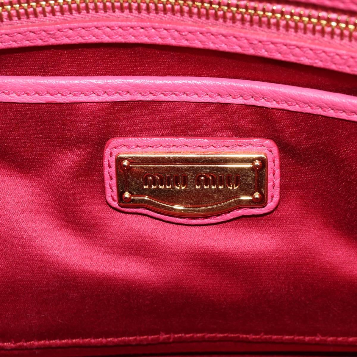 Miu Miu Hand Bag Leather 2way Pink Gold Auth sw401M