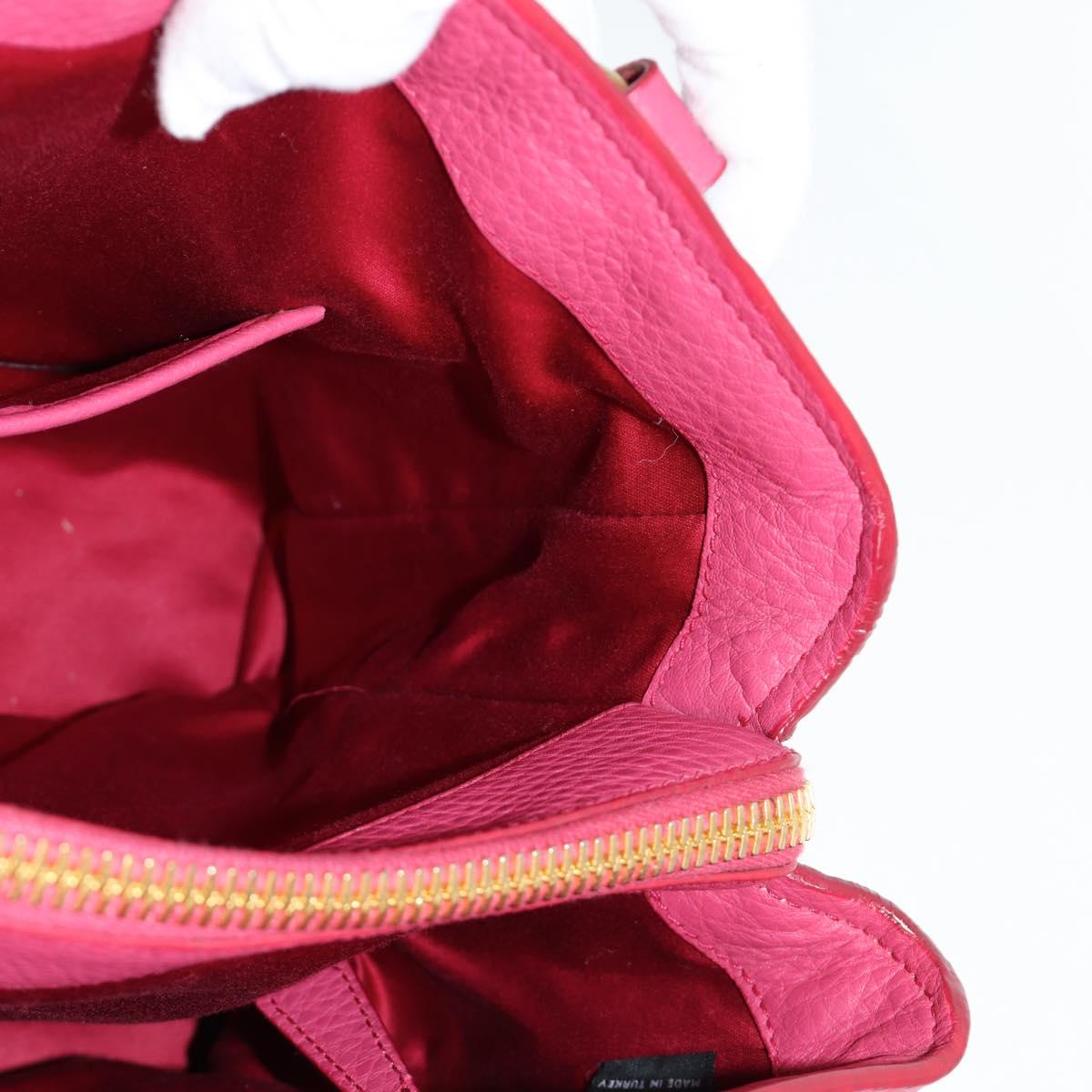 Miu Miu Hand Bag Leather 2way Pink Gold Auth sw401M