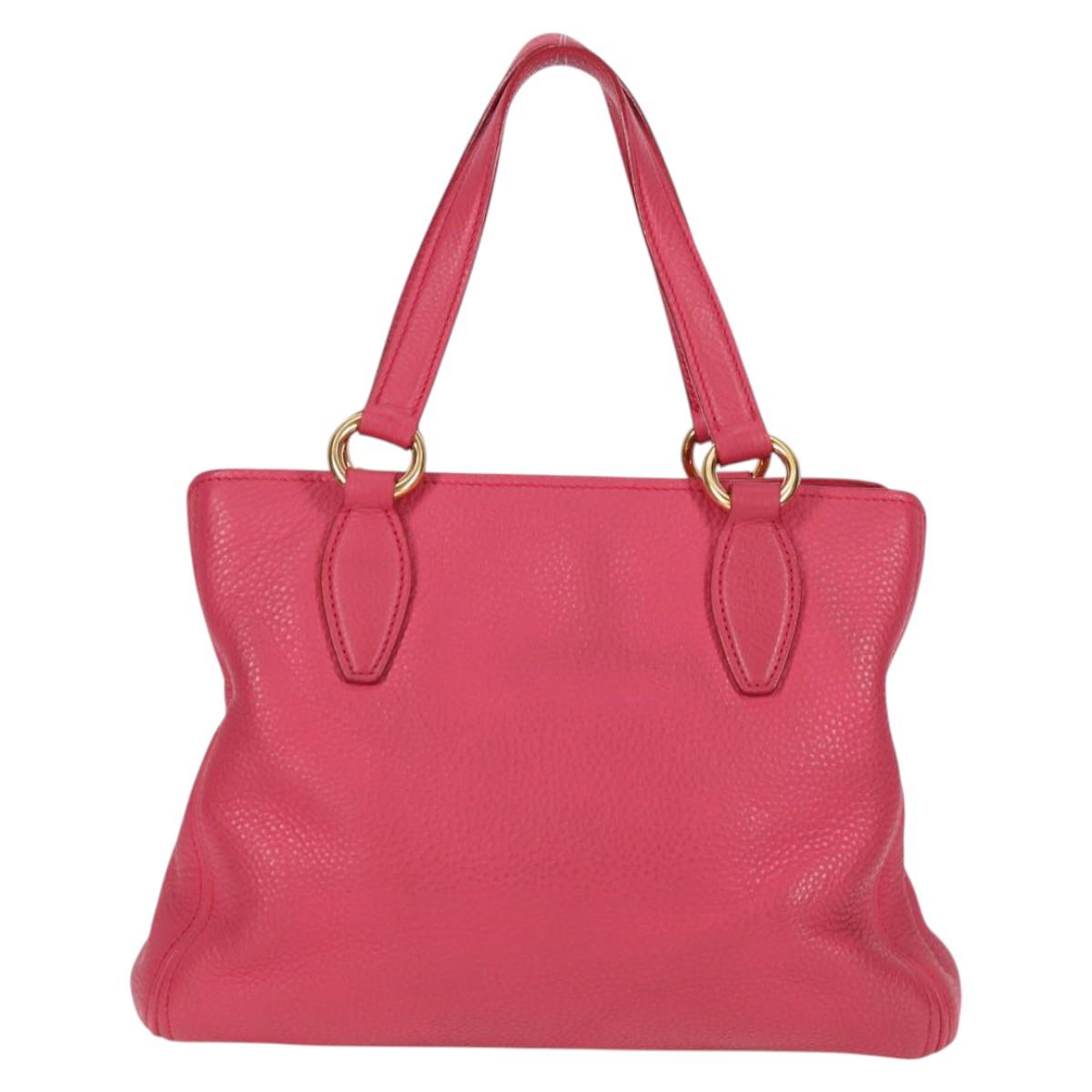 Miu Miu Hand Bag Leather 2way Pink Gold Auth sw401M