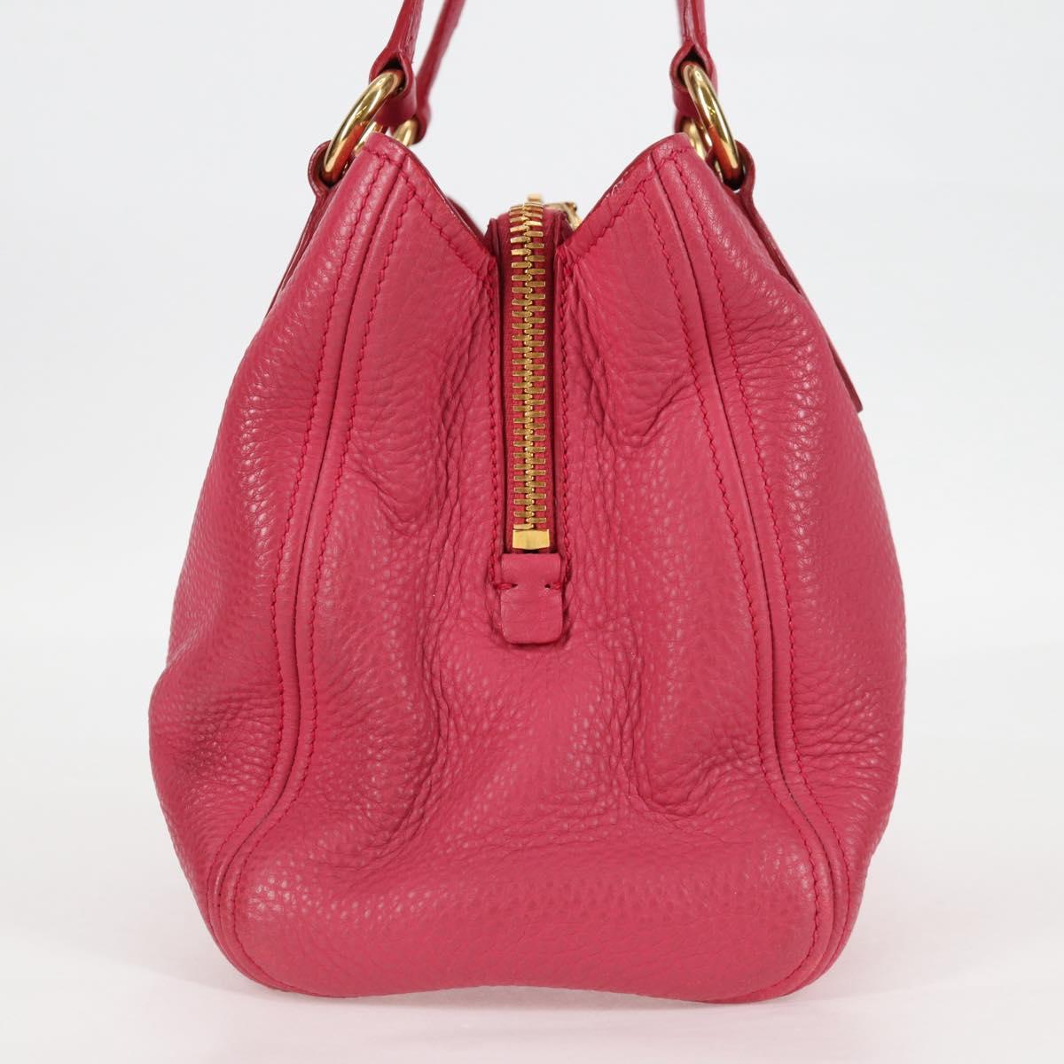 Miu Miu Hand Bag Leather 2way Pink Gold Auth sw401M