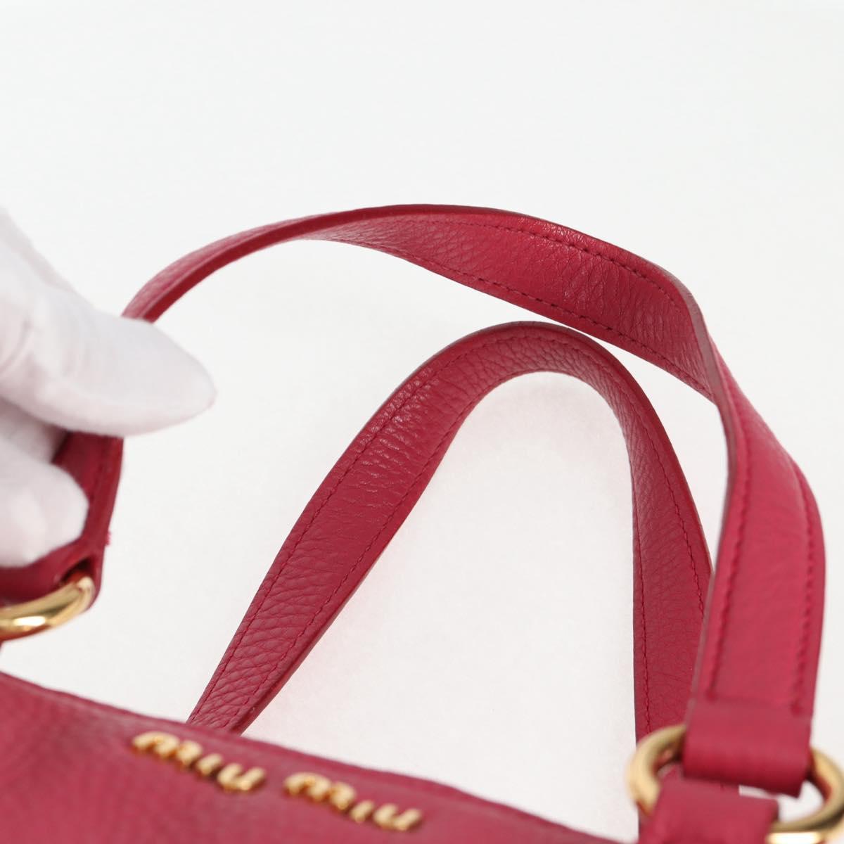 Miu Miu Hand Bag Leather 2way Pink Gold Auth sw401M