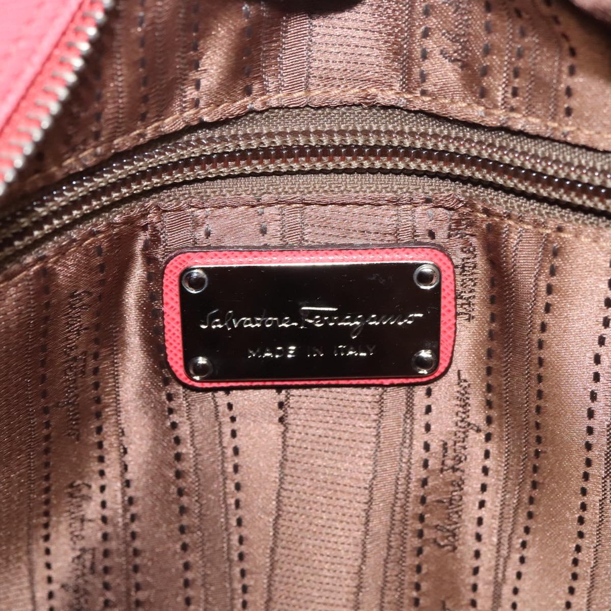 Salvatore Ferragamo Hand Bag Leather Pink Silver Auth sw403