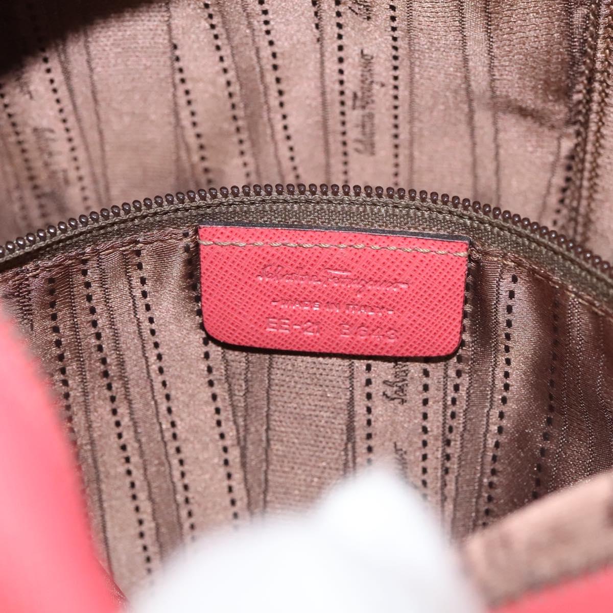 Salvatore Ferragamo Hand Bag Leather Pink Silver Auth sw403