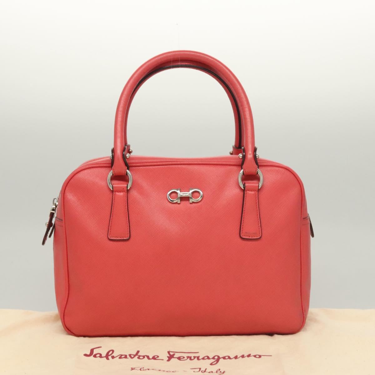 Salvatore Ferragamo Hand Bag Leather Pink Silver Auth sw403