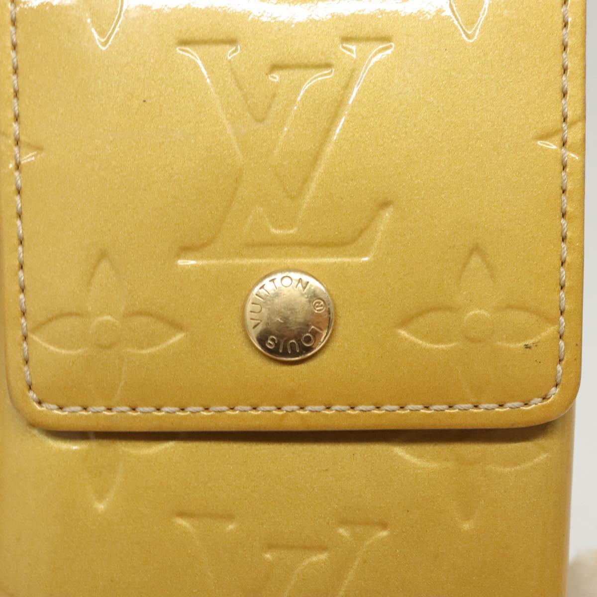 LOUIS VUITTON Monogram Vernis Green Cigarette Case Beige M91048 LV Auth sw408