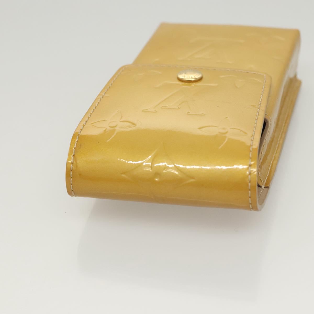 LOUIS VUITTON Monogram Vernis Green Cigarette Case Beige M91048 LV Auth sw408