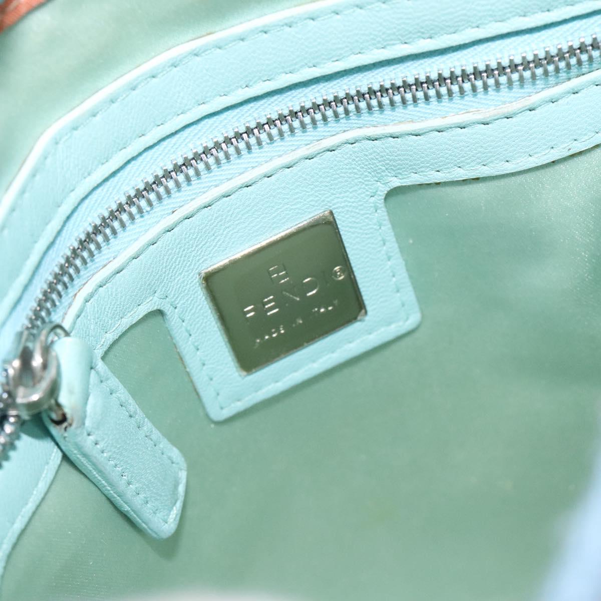 FENDI Shoulder Bag Canvas Light Blue Silver Auth sw413