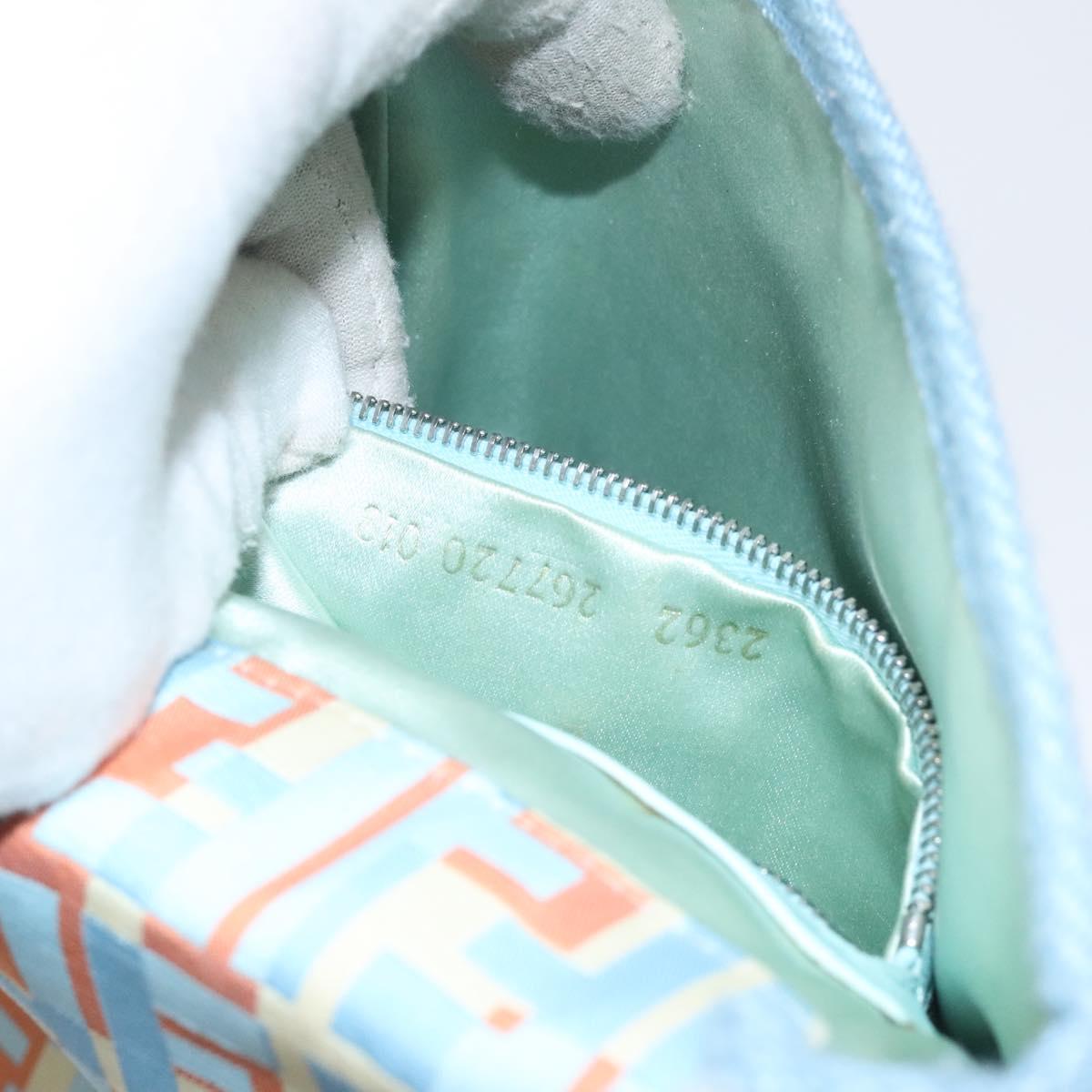 FENDI Shoulder Bag Canvas Light Blue Silver Auth sw413
