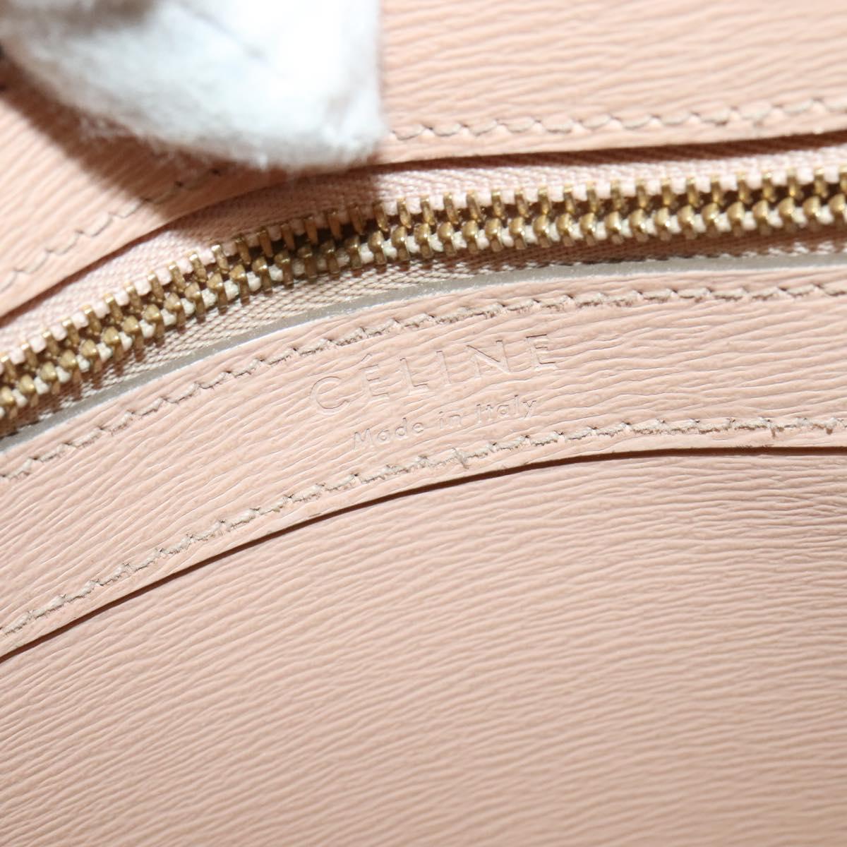 CELINE Vertical Cavas Hand Bag Leather 2way Pink Gold Auth sw418