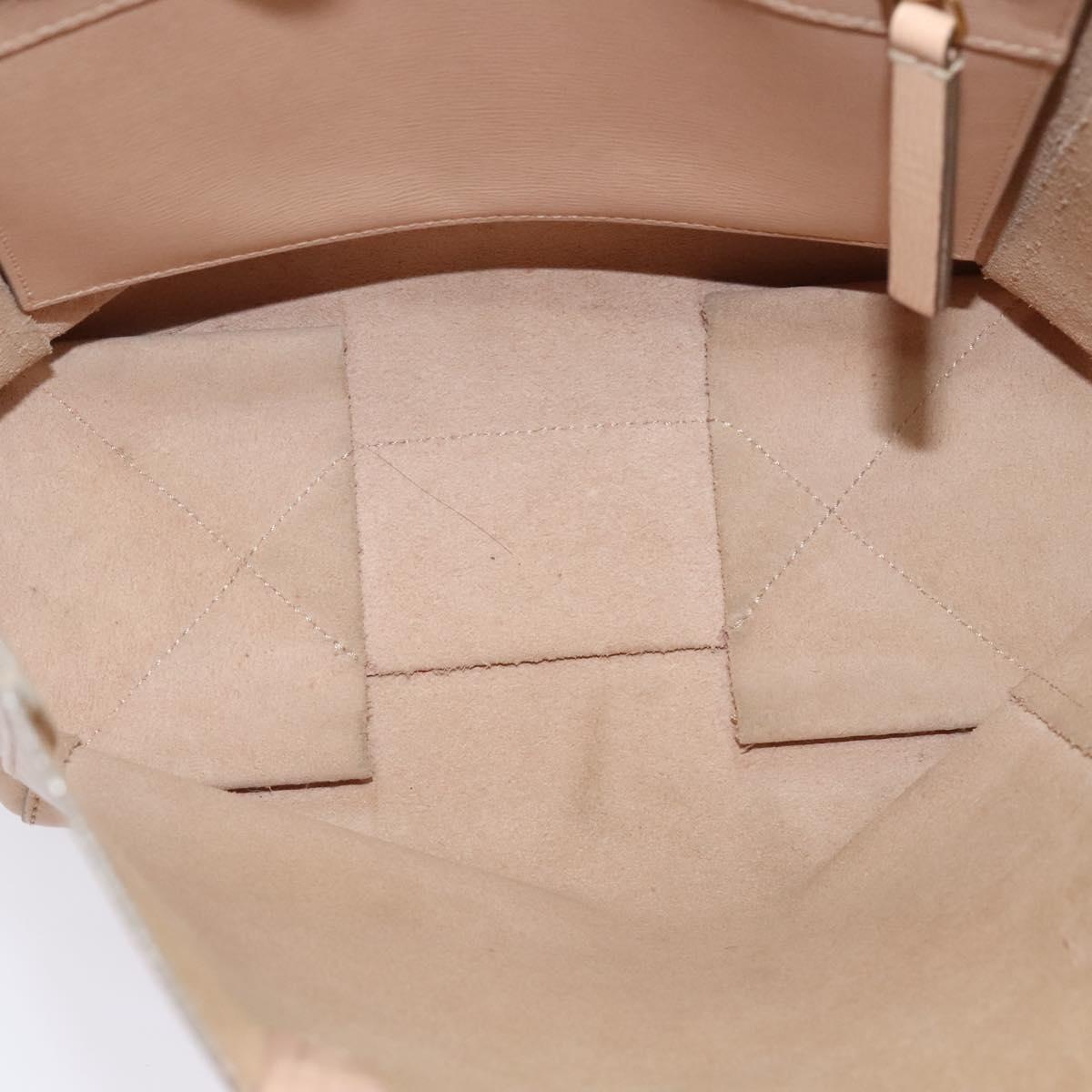 CELINE Vertical Cavas Hand Bag Leather 2way Pink Gold Auth sw418