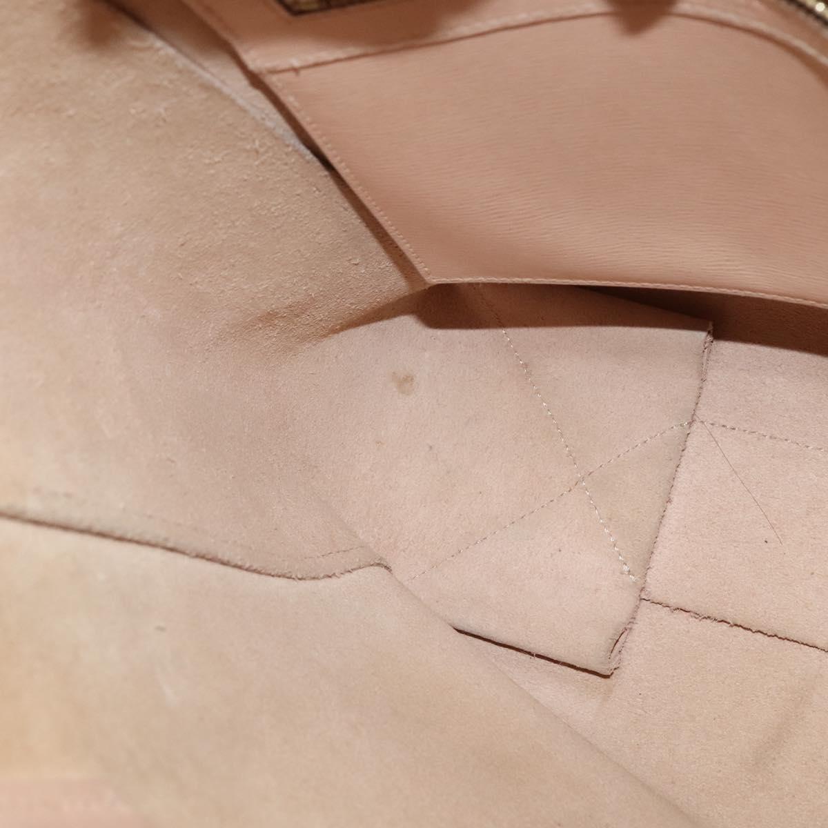 CELINE Vertical Cavas Hand Bag Leather 2way Pink Gold Auth sw418