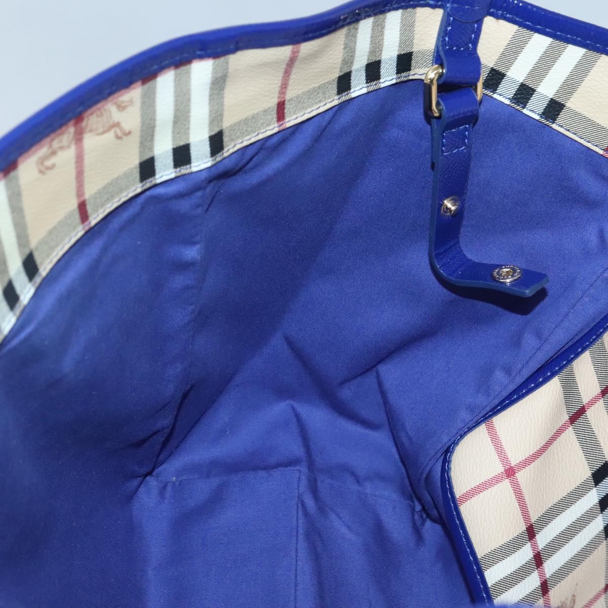 BURBERRY Nova Check Tote Bag PVC Beige Gold Auth sw421