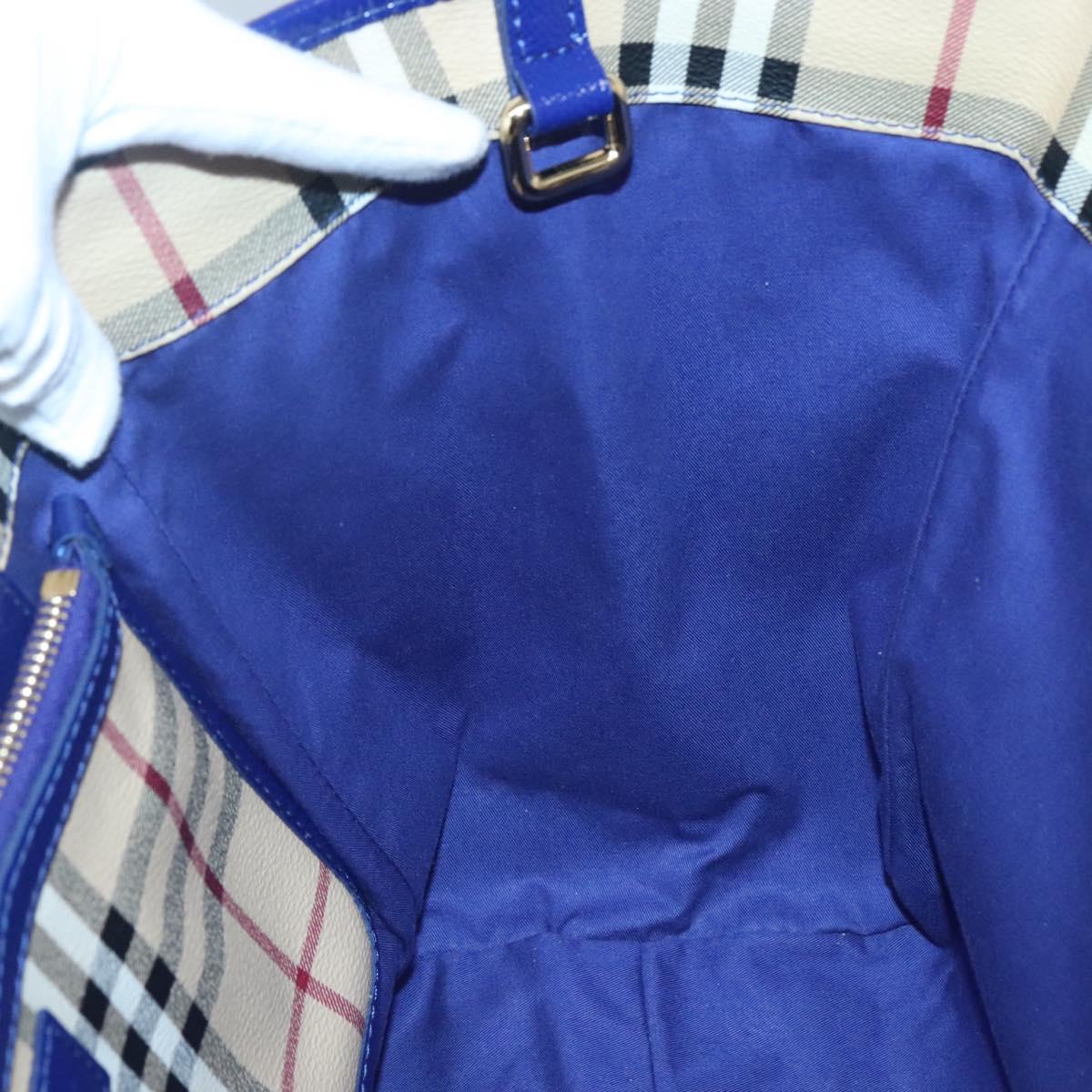 BURBERRY Nova Check Tote Bag PVC Beige Gold Auth sw421