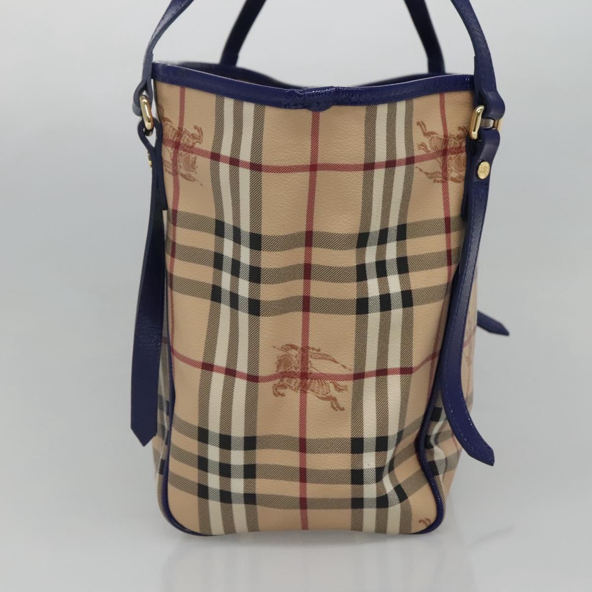 BURBERRY Nova Check Tote Bag PVC Beige Gold Auth sw421