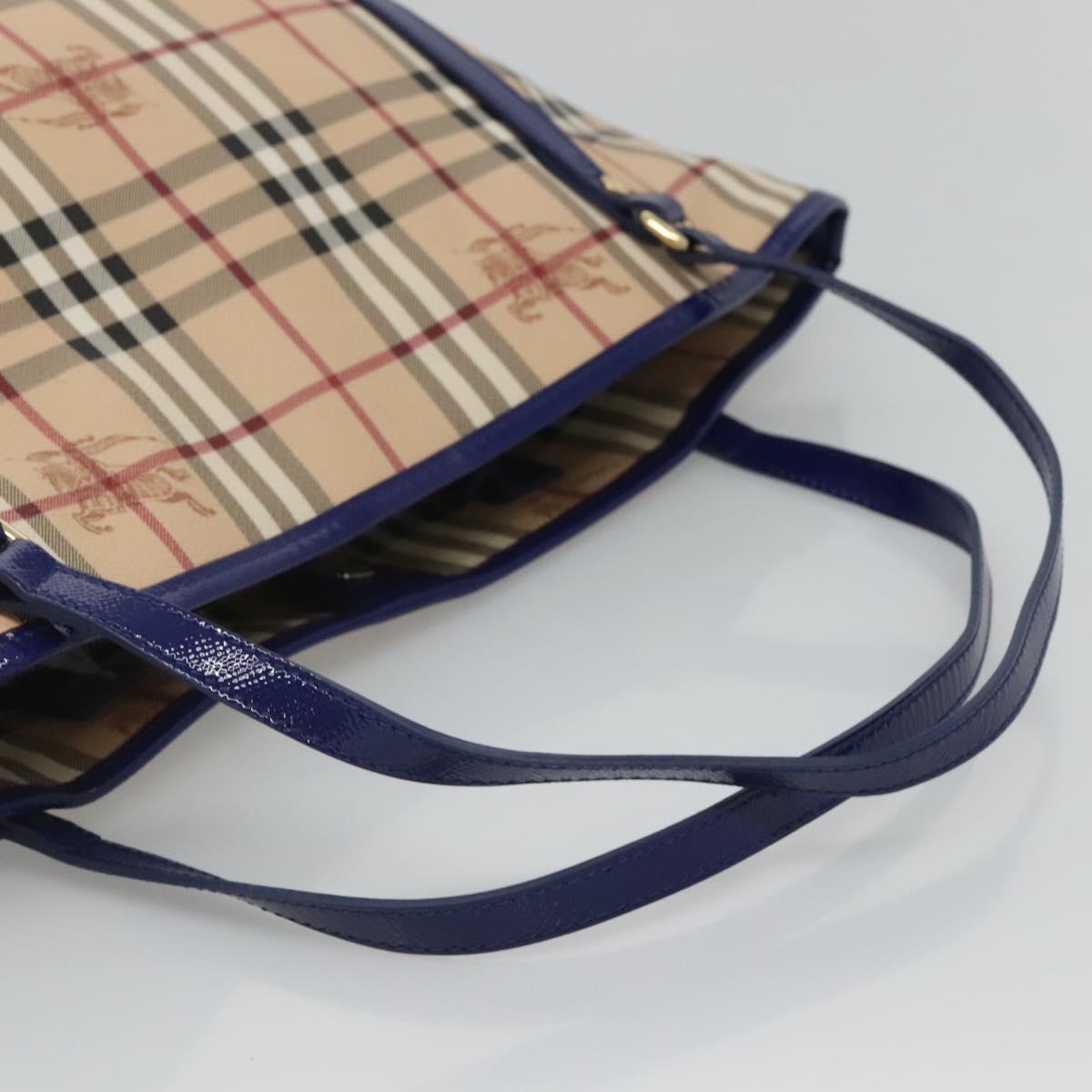 BURBERRY Nova Check Tote Bag PVC Beige Gold Auth sw421