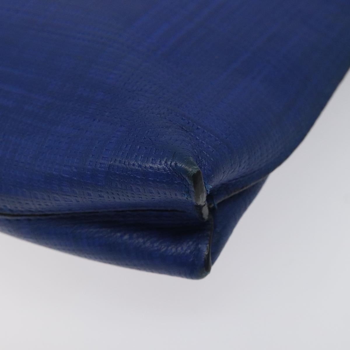 LOEWE Anagram Clutch Bag Leather Blue Gold Auth sw422