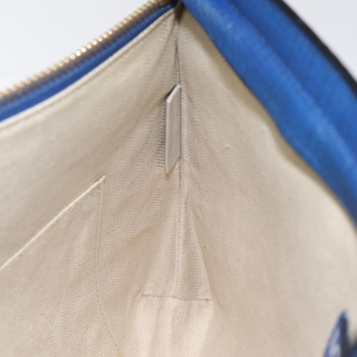 LOEWE Anagram Clutch Bag Leather Blue Gold Auth sw422