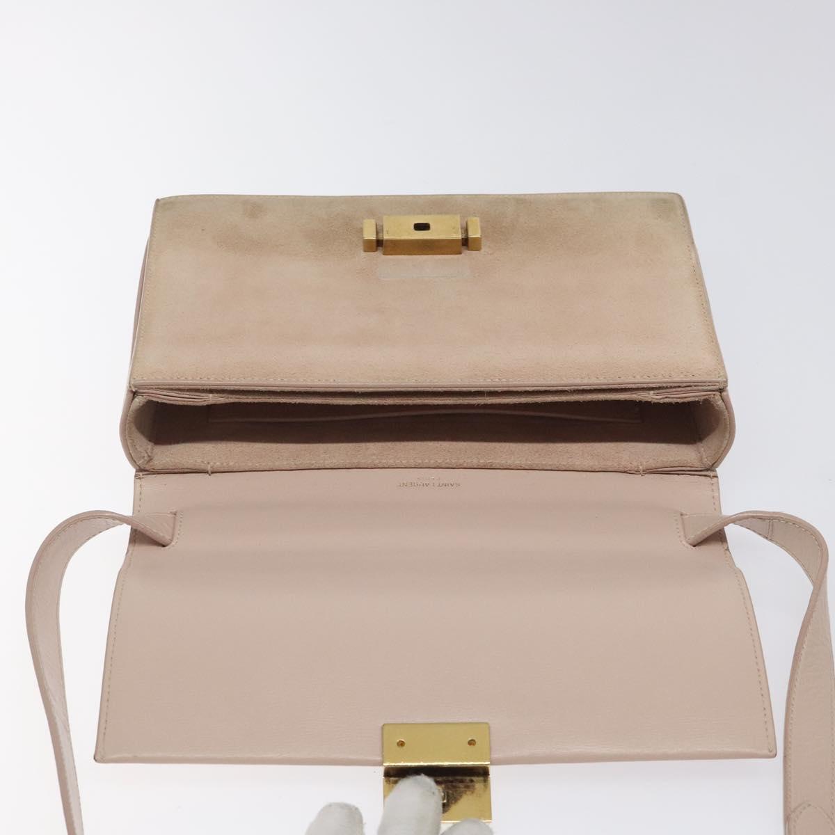 SAINT LAURENT Bellecious Shoulder Bag Suede Leather Pink Auth sw424