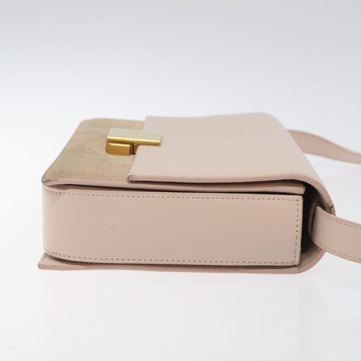 SAINT LAURENT Bellecious Shoulder Bag Suede Leather Pink Auth sw424