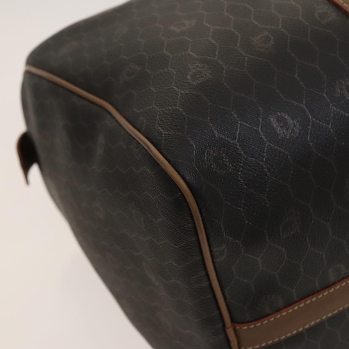 Christian Dior Honeycomb Canvas Boston Bag PVC Leather Black Auth sw438