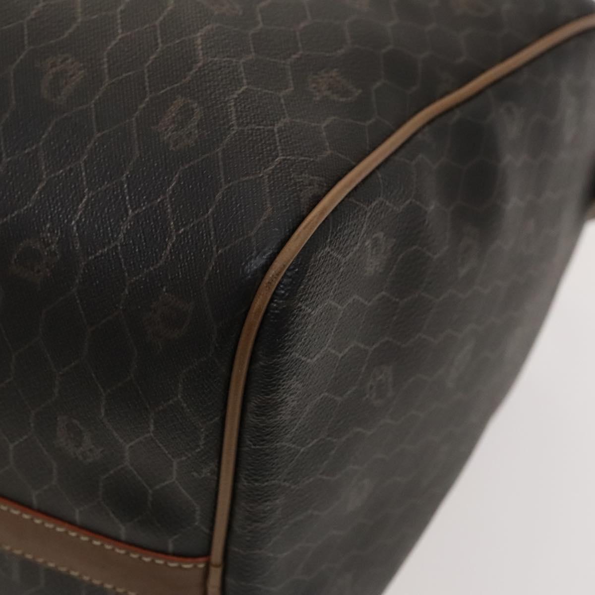 Christian Dior Honeycomb Canvas Boston Bag PVC Leather Black Auth sw438