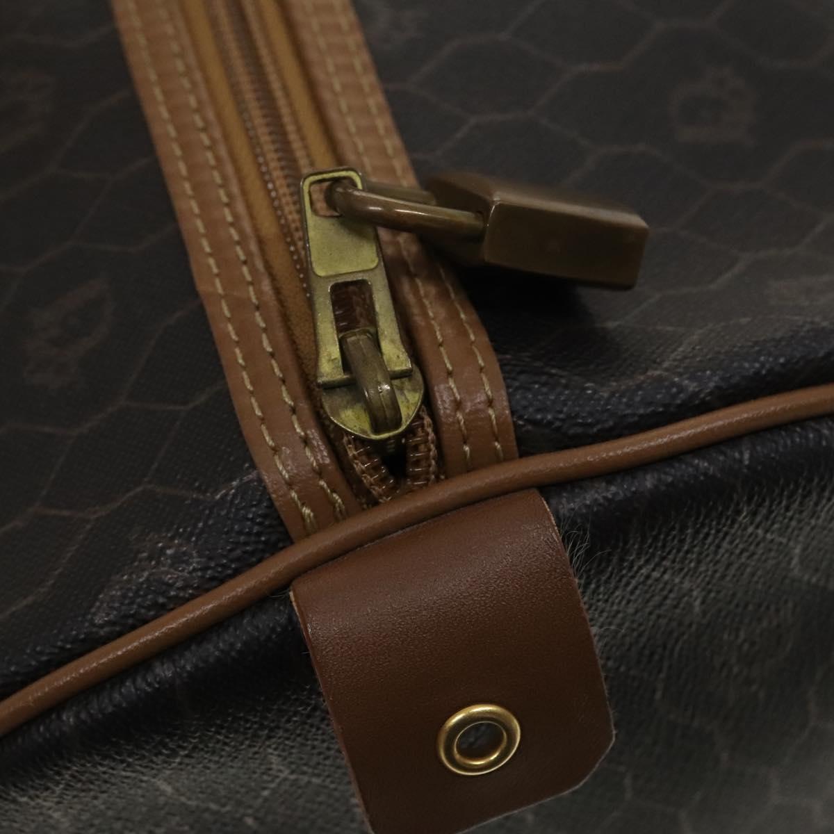 Christian Dior Honeycomb Canvas Boston Bag PVC Leather Black Auth sw438