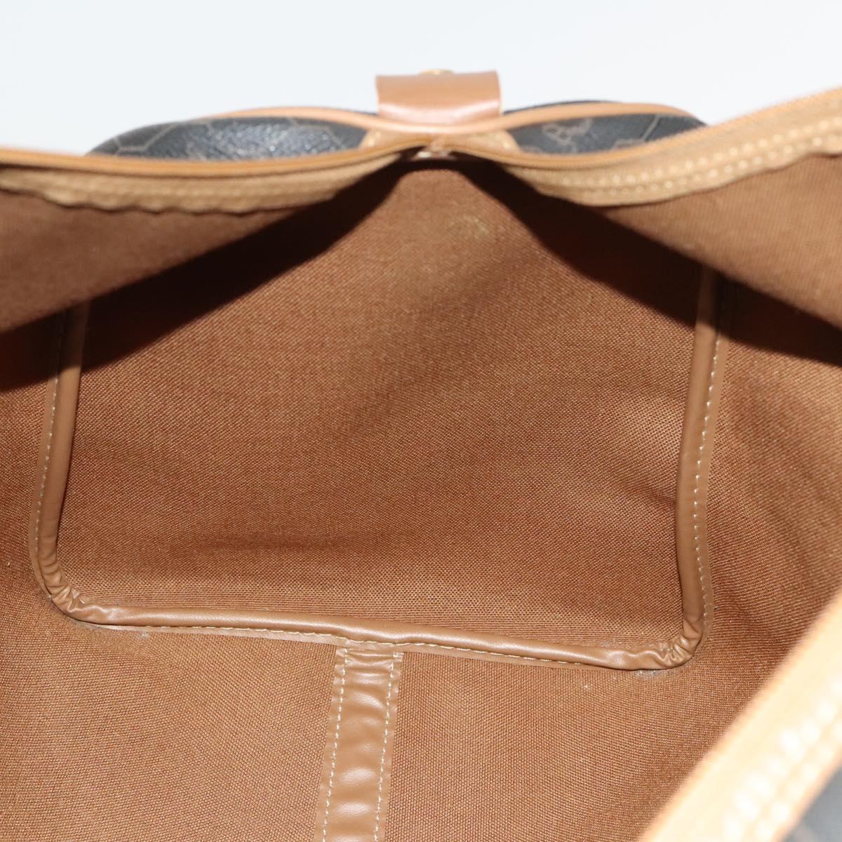 Christian Dior Honeycomb Canvas Boston Bag PVC Leather Black Auth sw438