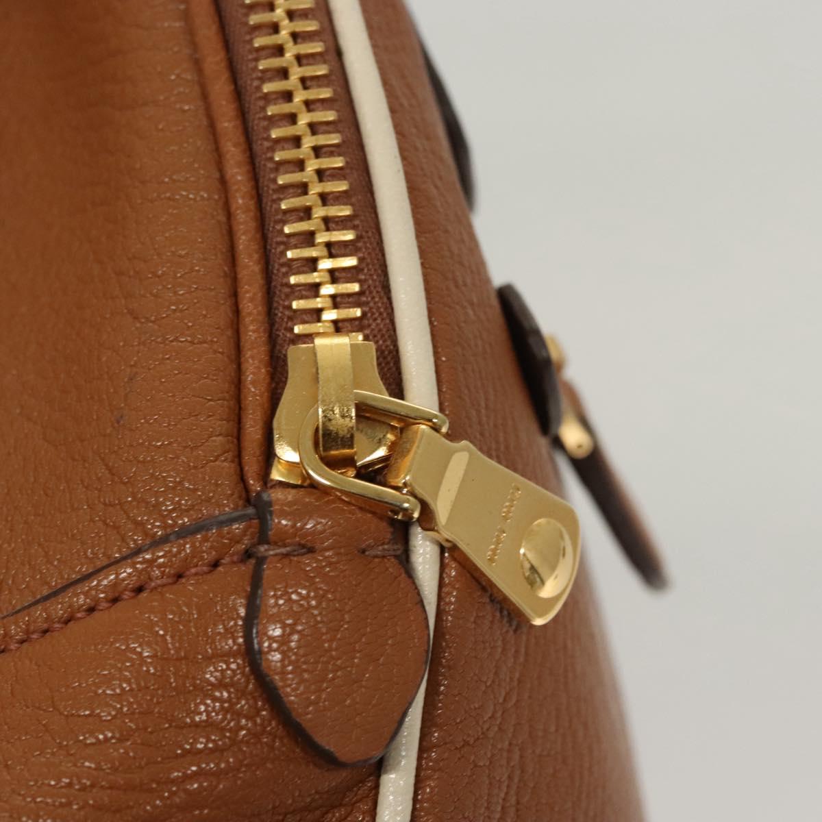 Miu Miu Hand Bag Leather 2way Brown Gold Auth sw446