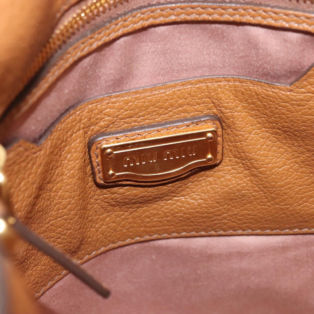 Miu Miu Hand Bag Leather 2way Brown Gold Auth sw446