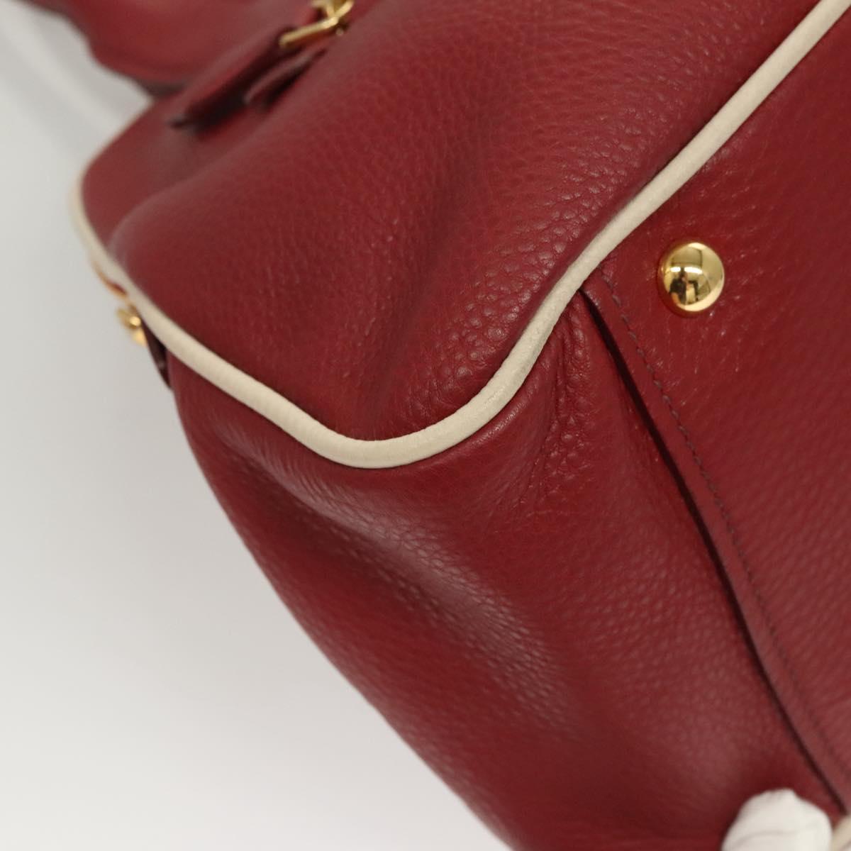 Miu Miu Hand Bag Leather 2way Red Gold Auth sw447M