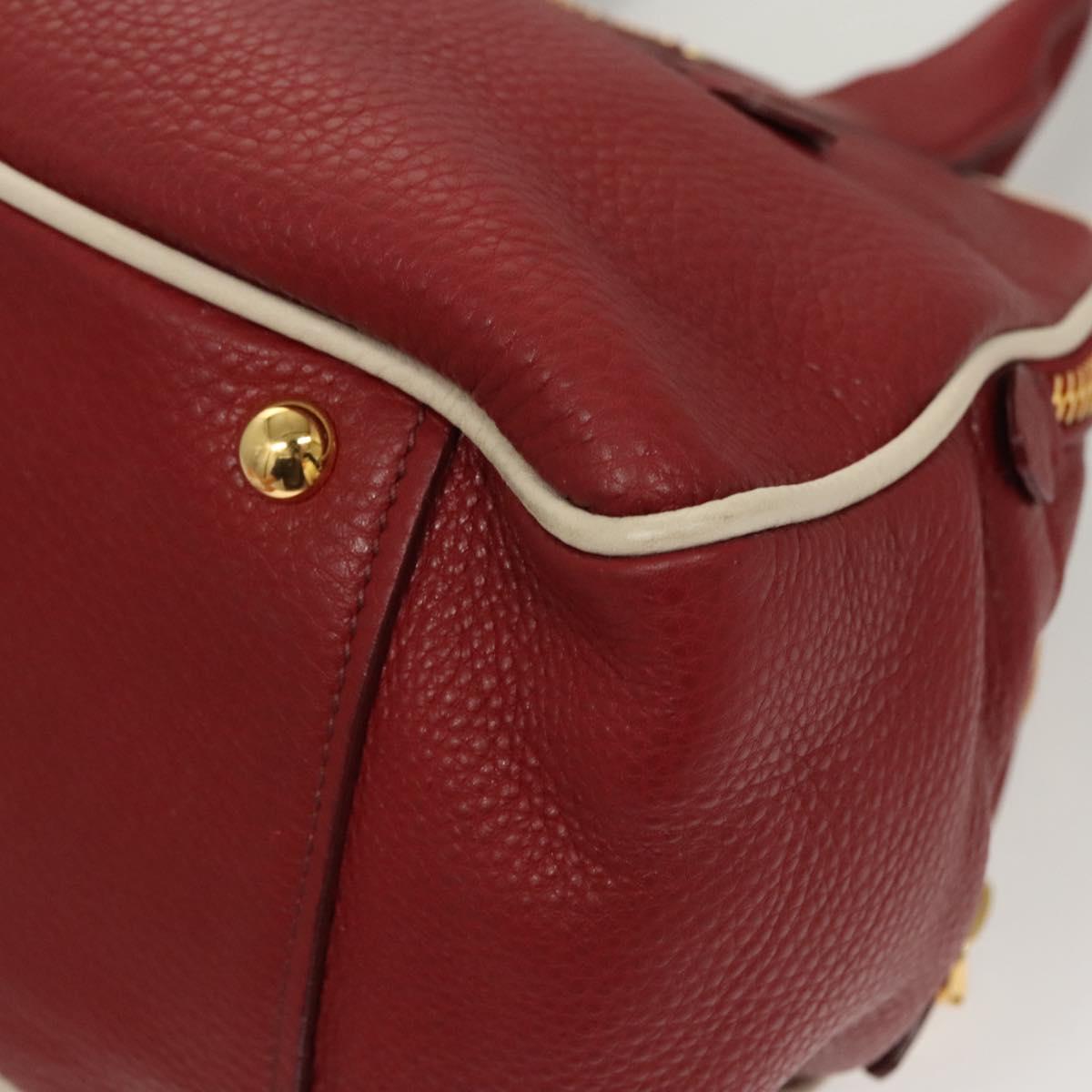 Miu Miu Hand Bag Leather 2way Red Gold Auth sw447M