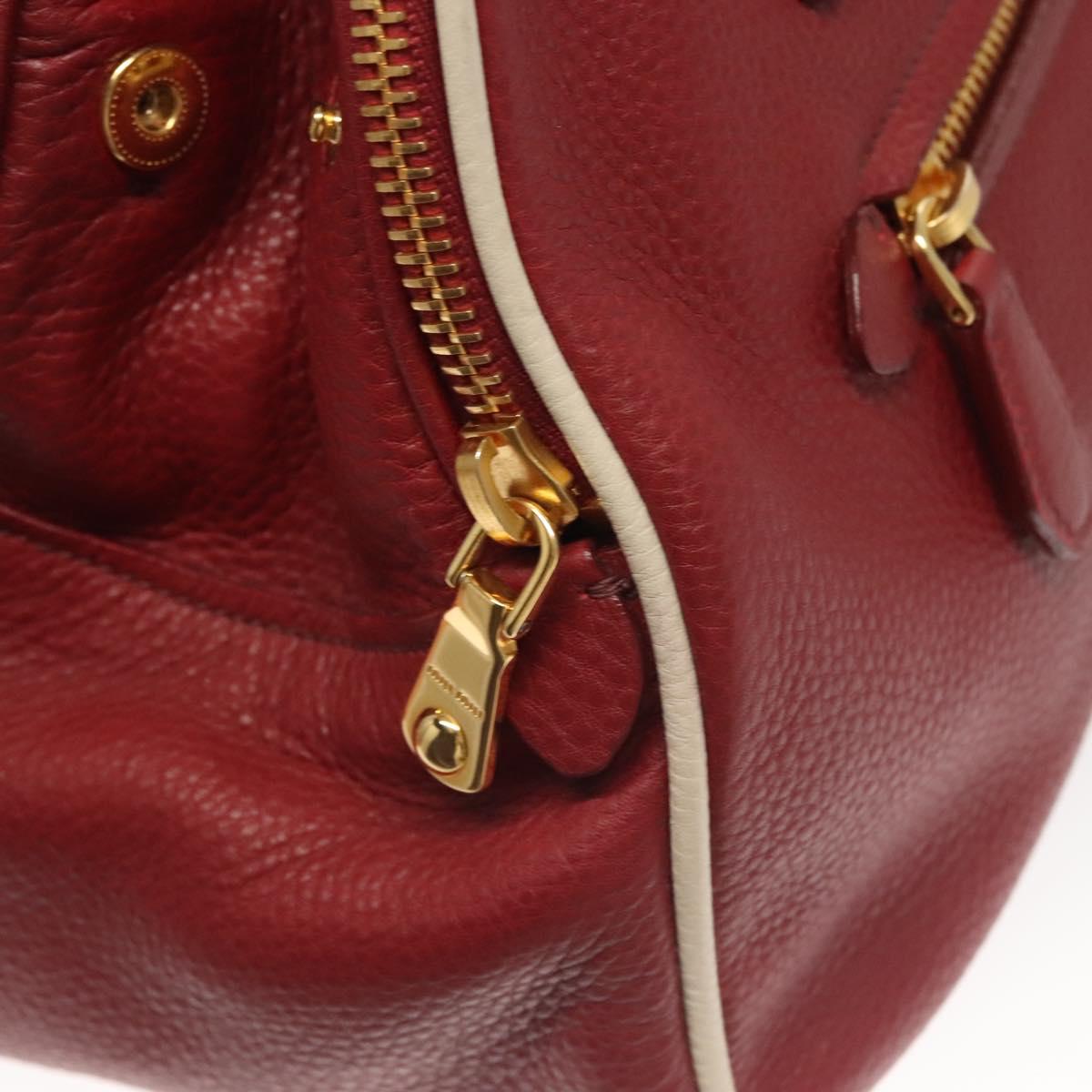 Miu Miu Hand Bag Leather 2way Red Gold Auth sw447M