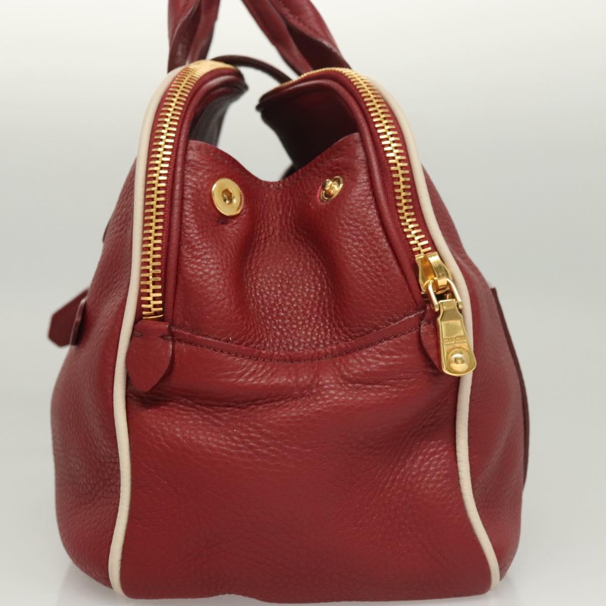 Miu Miu Hand Bag Leather 2way Red Gold Auth sw447M