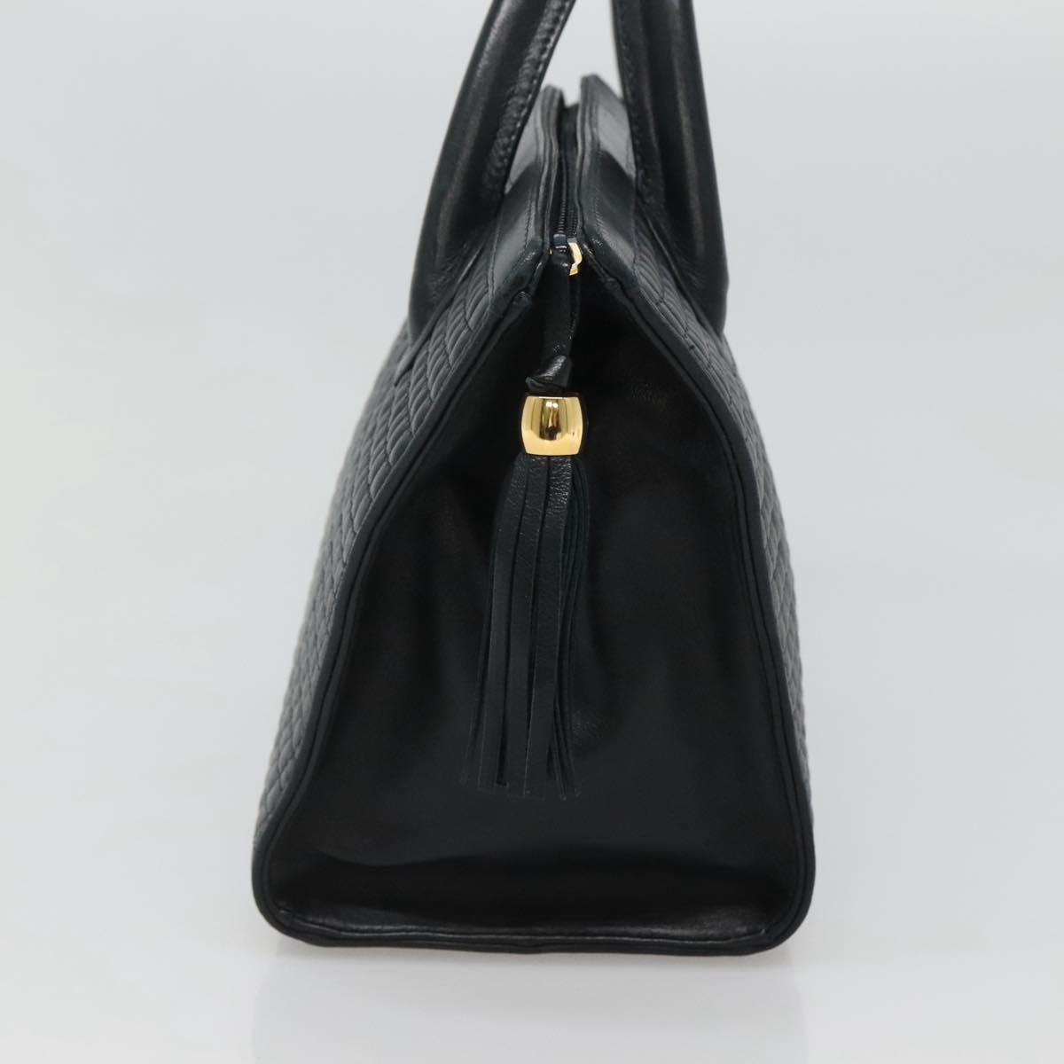 BALLY Hand Bag Leather Black Gold Auth sw449