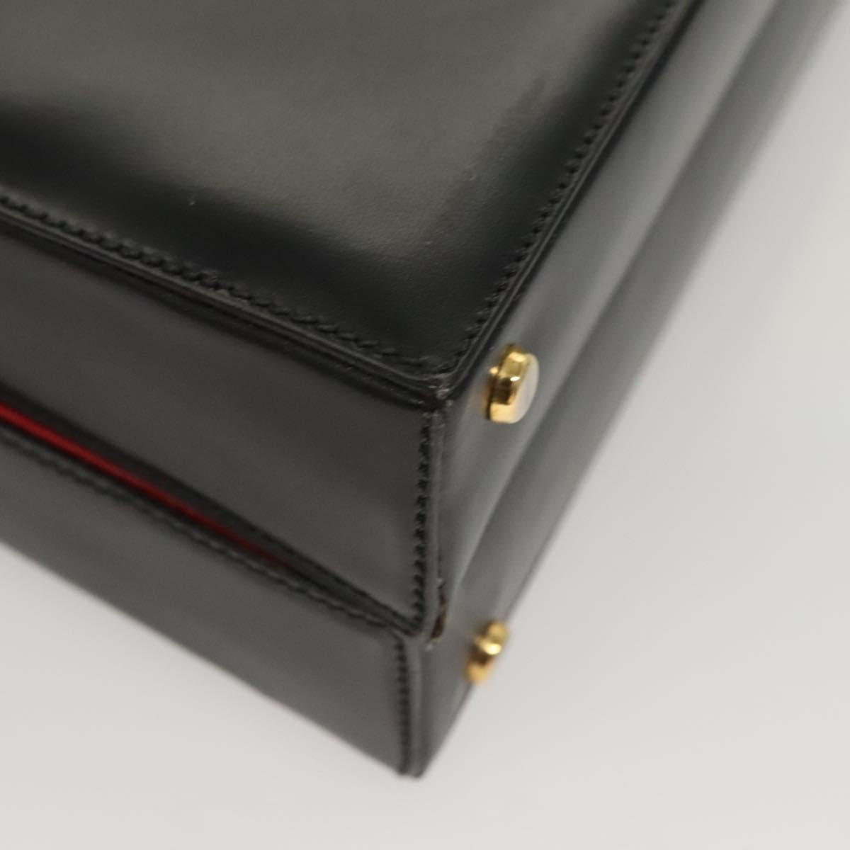 CELINE Shoulder Bag Leather Black Auth sw451