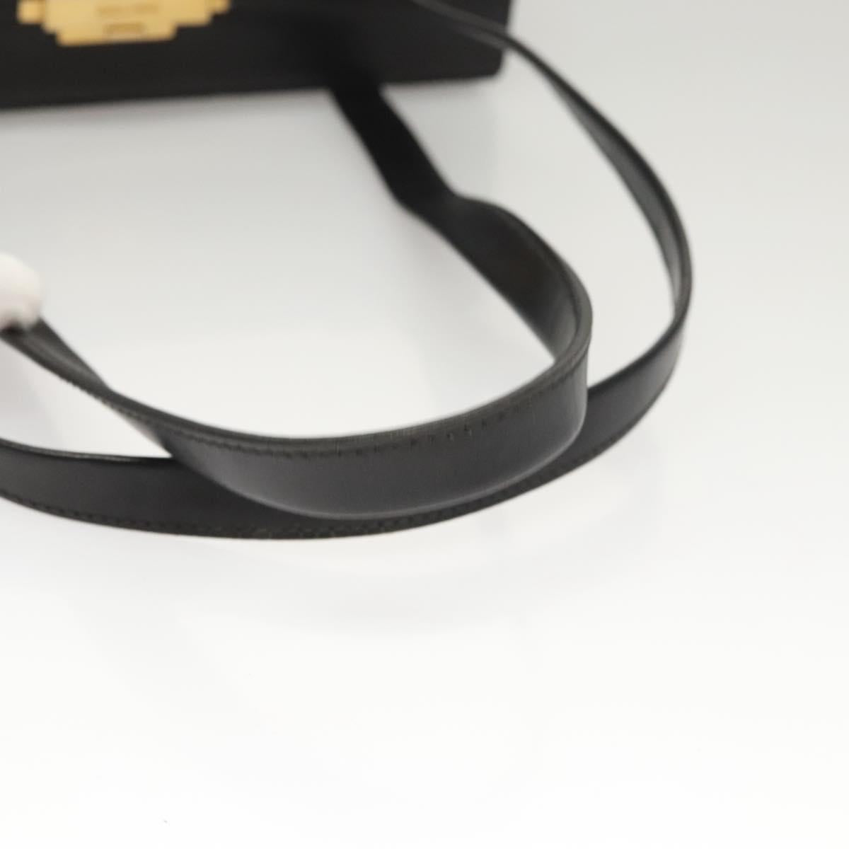 CELINE Shoulder Bag Leather Black Auth sw451