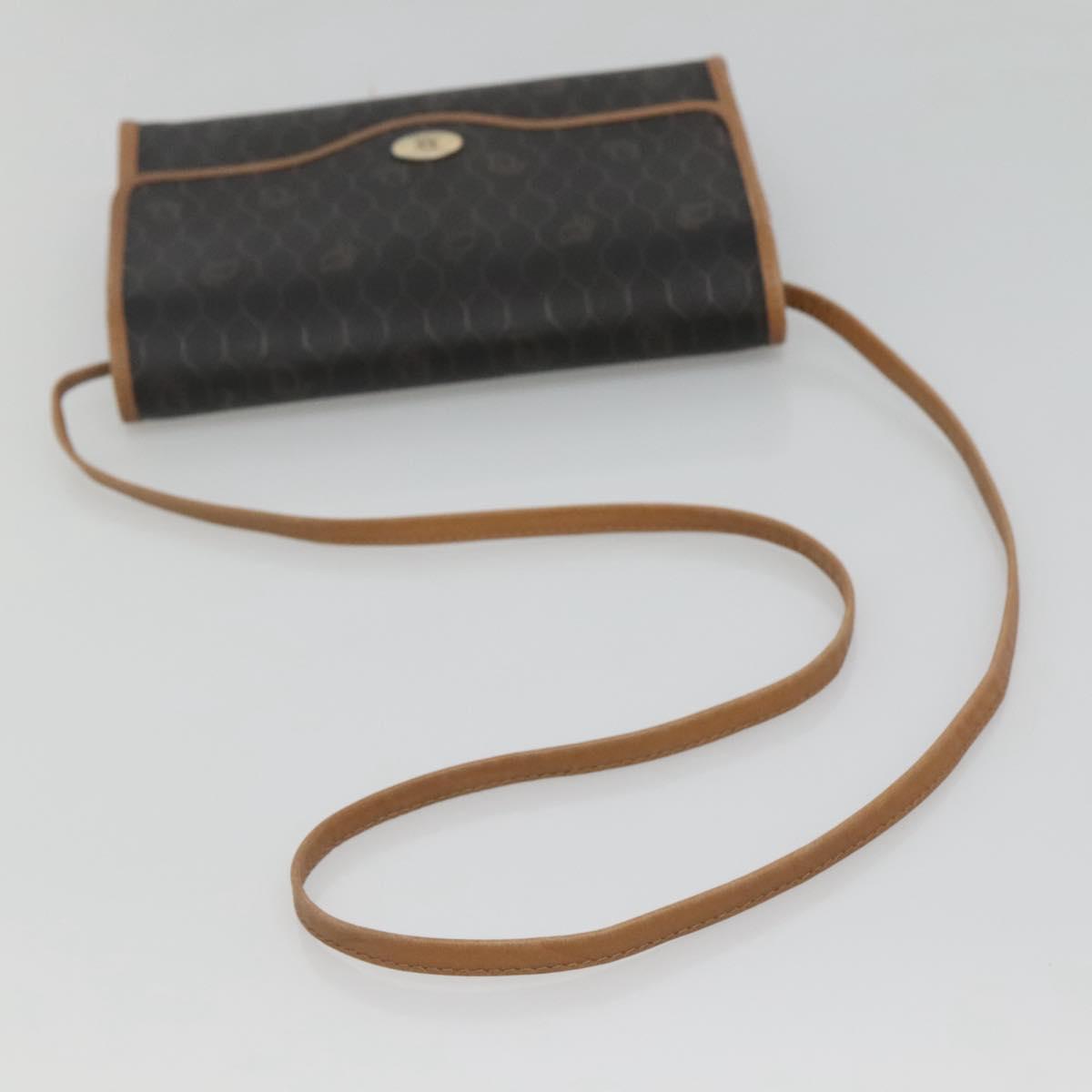 Christian Dior Honeycomb Canvas Shoulder Bag PVC Black Gold Auth sw452