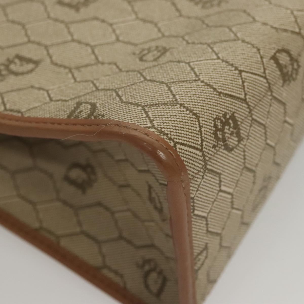 Christian Dior Honeycomb Canvas Hand Bag PVC Leather Beige Auth sw453