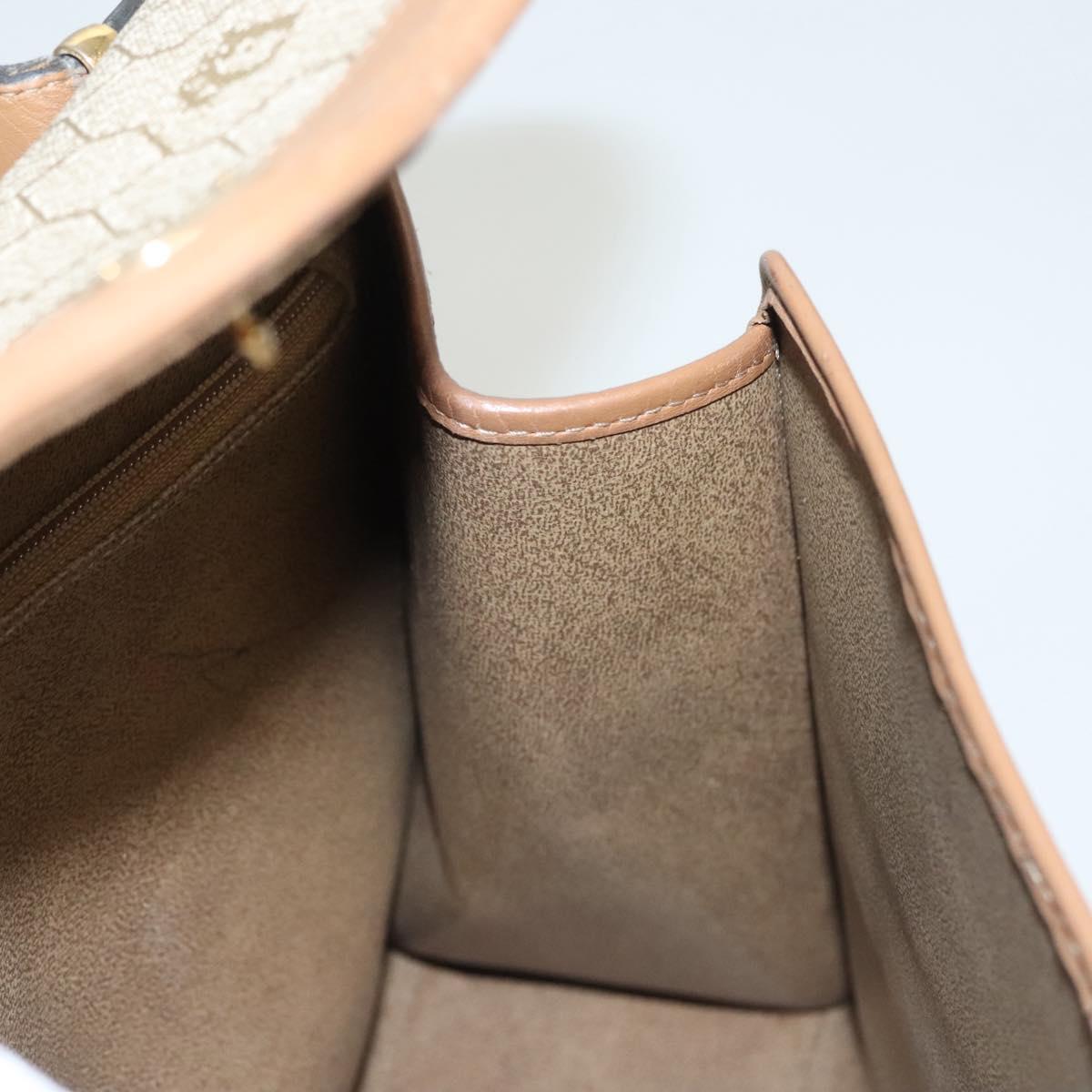 Christian Dior Honeycomb Canvas Hand Bag PVC Leather Beige Auth sw453