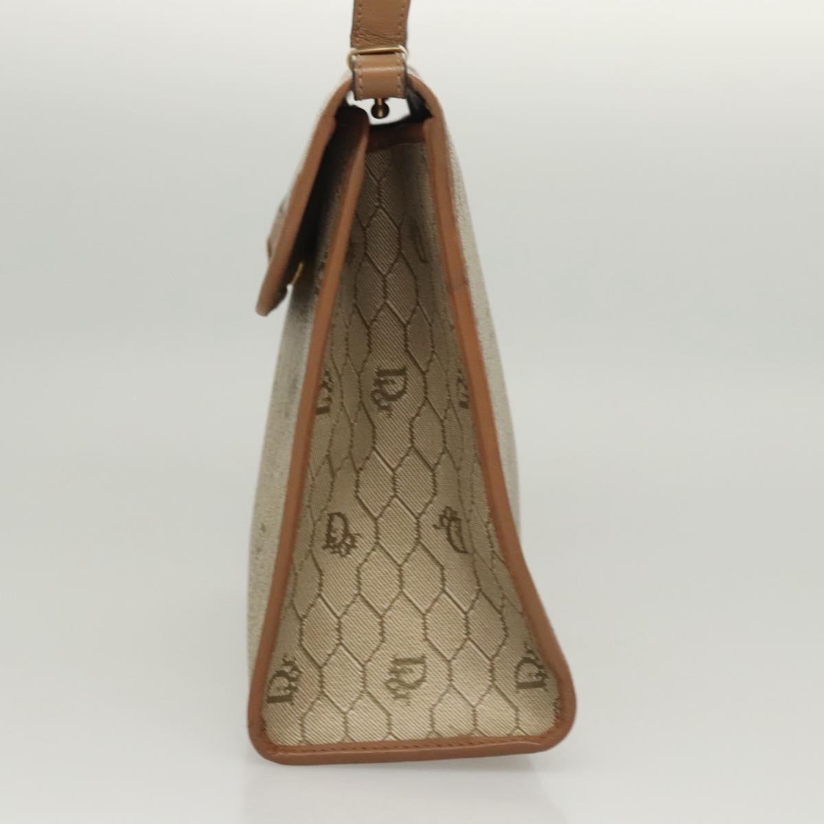 Christian Dior Honeycomb Canvas Hand Bag PVC Leather Beige Auth sw453