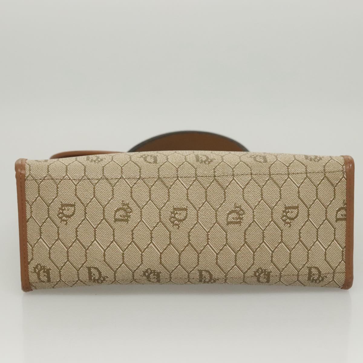 Christian Dior Honeycomb Canvas Hand Bag PVC Leather Beige Auth sw453