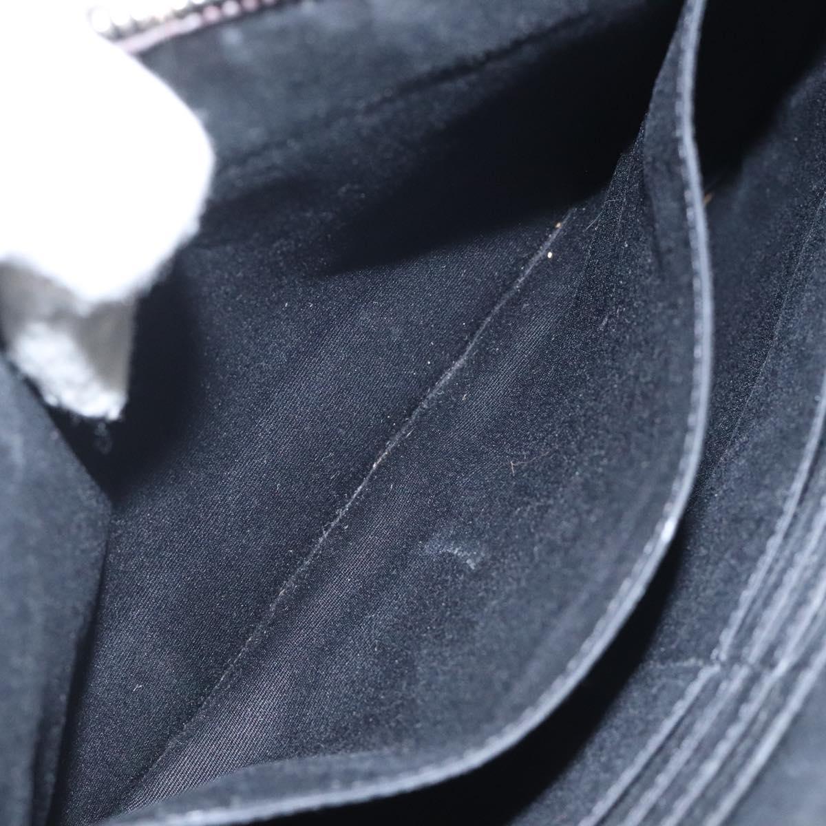 SAINT LAURENT Clutch Bag Leather Black Silver Auth sw455