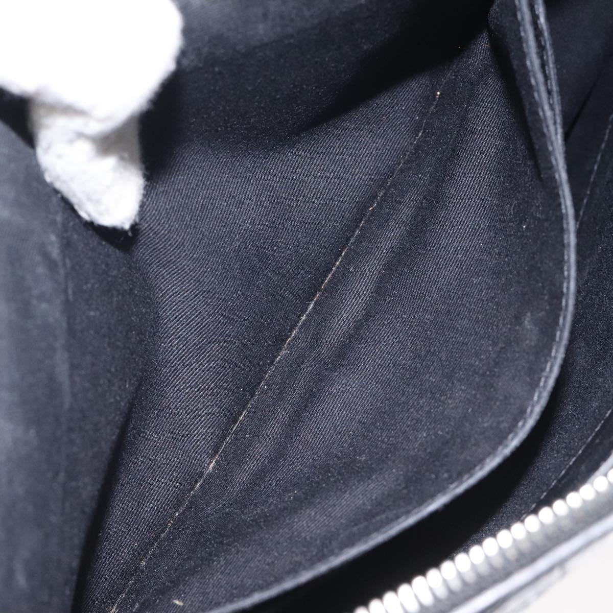 SAINT LAURENT Clutch Bag Leather Black Silver Auth sw455