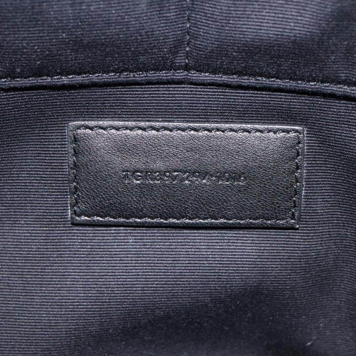 SAINT LAURENT Clutch Bag Leather Black Silver Auth sw455