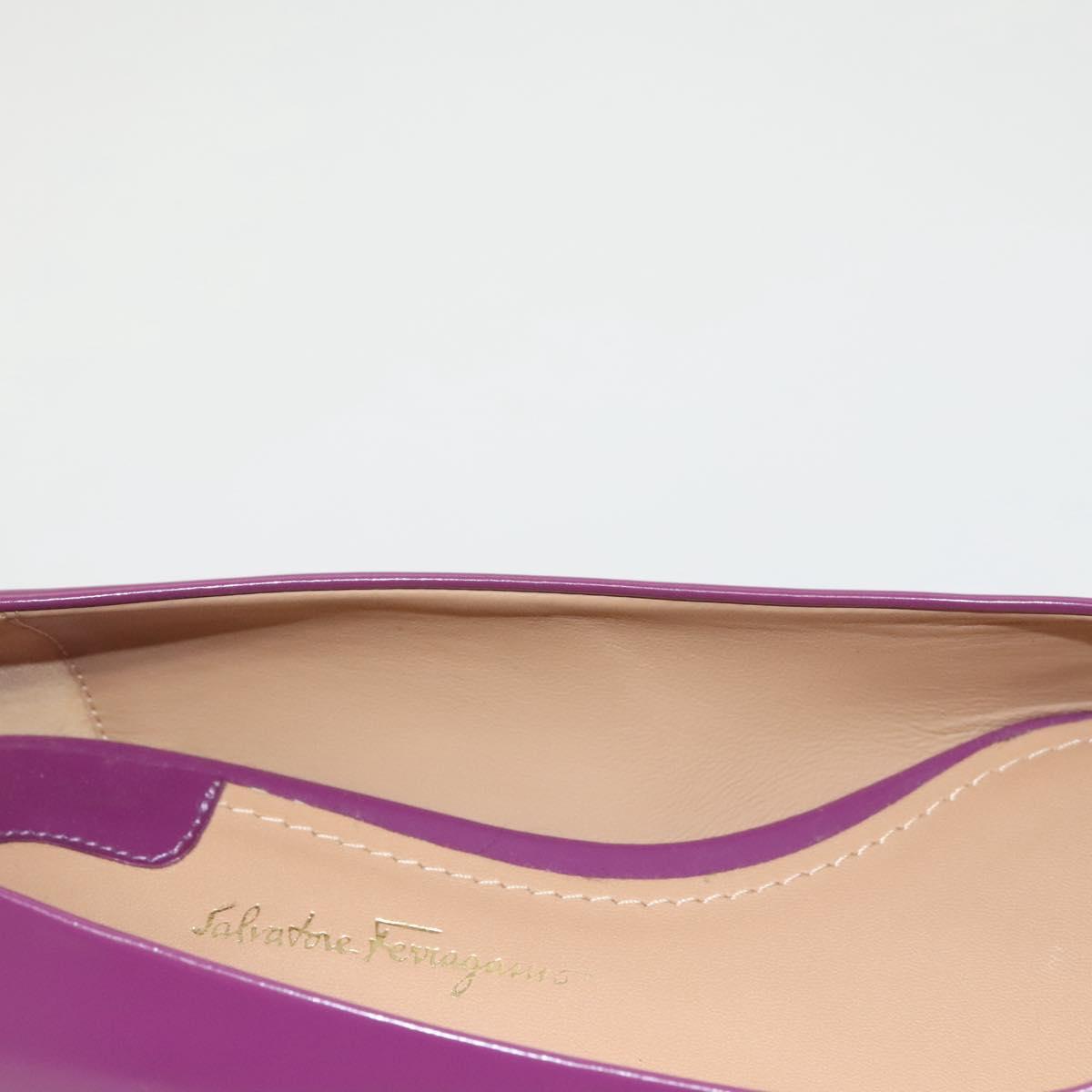 Salvatore Ferragamo Pumps shoes Leather Purple Gold Auth sw478